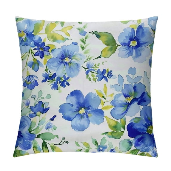GOSMITH Throw Pillow Cover Watercolor Floral Wildflowers Blue Yellow Summer Floral Butterflies Animal Cute Decor Lumbar Pillow Case Cushion for Sofa Couch Bed Standard Queen