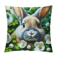 thumbnail image 1 of Leisuo Throw Pillow Covers Adorable Funny Rabbit Bunny Portrait in Flowers Grass Pattern for Outdoor Decor Cushion Covers Home Decorative Happy Easter Pillow Cases White, 1 of 5