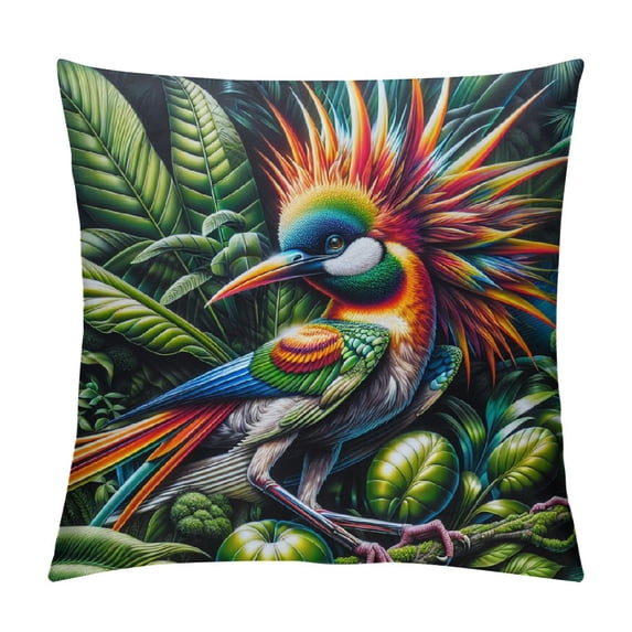 Leisuo Throw Pillow Covers Bird Paradise Flowers White Watercolor Flower Foliage Plant for Couch Living Room White