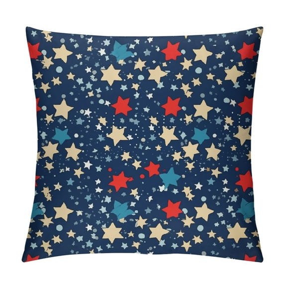 GOSMITH Throw Pillow Covers Decorative Square Throw Pillowcase Indoor/Outdoor Independence Day Flag Day Flag Five-Pointed Star Pillow Cover Cushion Case for Couch Sofa Bedroom Car