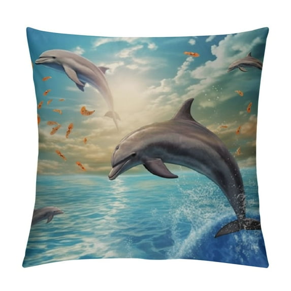 GOSMITH Throw Pillow Covers Dolphin Cushion Covers Baiyun Cozy Decorative Pillow Cases for Bedroom Living Room Cushion Sofa Bed Couch