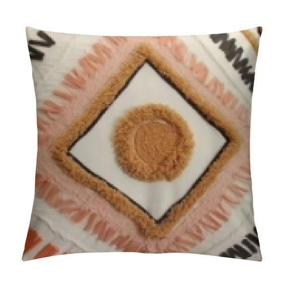 GOSMITH Throw Pillow Covers, Fall Orange Pillow Covers, Woven Tufted Boho Pillow Covers for Couch Sofa Bedroom Living Room