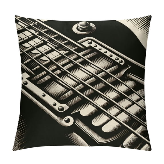 Leisuo Throw Pillow Covers Guitar Electric Musician Words Top Decorative Pillow Cases Home Decor Square Pillowcases White