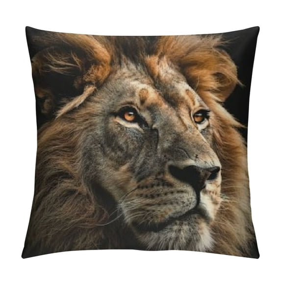 GOSMITH Throw Pillow Covers Lion Black Decorative Pillow Cases Home Decor Standard Square Pillowcases White