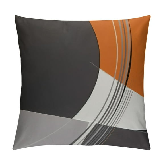 GOSMITH Throw Pillow Covers Modern Abstract Orange Stripes Gray Black White Acrylic Bold Grey Decorative Pillow Cases Home Decor Square Pillowcases