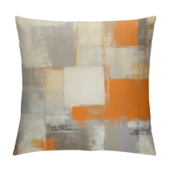 GOSMITH Throw Pillow Covers Modern Home Art Decor, Pillow Cases Decorative, Abstract Oil Painting Pillowcases for Bedroom, Living Room, Cushion Couch Sofa, Beige Orange