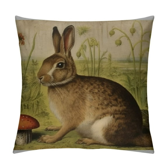 GOSMITH Throw Pillow Covers Modern Vintage French Rabbit in The Garden Cushion Pillow Case Home Decor Pillowcase