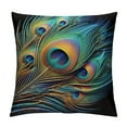 thumbnail image 1 of GOSMITH  Throw Pillow Covers Overlapping Green Blue Peacock Feathers Home Decor Long Pillowcases Animal Bird Seamless Pattern Design Soft Pillow Case for Sofa Bedroom, 1 of 5
