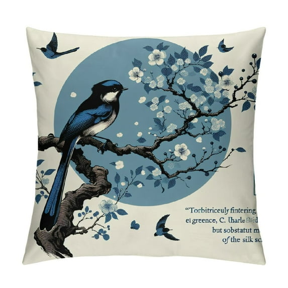 GOSMITH Throw Pillow Covers Watercolor Bird with Quotes Cushion Pillow Case Home Decor Pillowcase  White