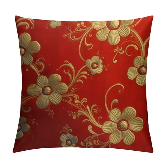 GOSMITH Throw Pillows Cover Red Pattern Oriental Chinese New Year Cherry Blossom Holidays Flower Floral Plum Dragon Traditional Cushion Case for Fall Home Decor