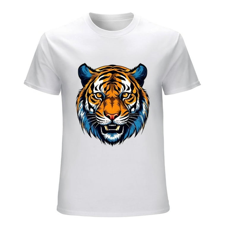 GOSMITH Tiger Head Men's Tee for Those Captivated by Tigers white