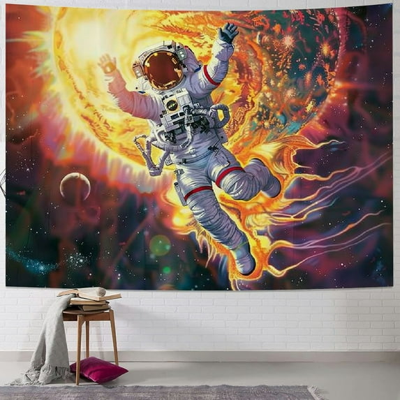 GOSMITH Trippy Astronaut Tapestry Space Tapestry Posters For College Dorm,Cool Spaceman On Fantasy Universe Planets Galaxy Sky Tapestry Mens Guys Poster Tapestries Painting