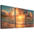 thumbnail image 1 of GOSMITH Tropical Beach at Sunrise, Rolling Clouds Canvas Print 12x16in x3 12x16x3pcs, 1 of 4