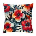 thumbnail image 1 of GOSMITH  Tropical Flower Throw Pillow Cushion Cover,Floral Exotic Tropical Red Hibiscus Flower with Black Leaves Decorative Home Decor Sofa Couch Desk Bedroom White, 1 of 5