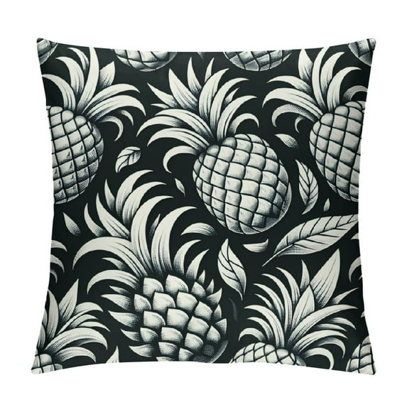 GOSMITH Tropical Hawaiian Pineapple Home Decor Pillowcase Throw Pillow Cushion Cover (Black & White Pineapple)