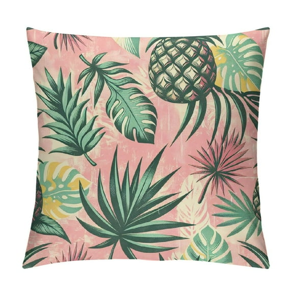 GOSMITH Tropical Leaves Throw Pillow Covers Pillowcases Hibiscus Flower Pineapple Decorative Square Pillow Case Cushion Covers for Sofa Couch Outdoor Bed Pillow Protectors