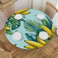 thumbnail image 1 of GOSMITH Tropical Palm Leaves and Bananas Burlap Tablecloths Round Table Cover White, 1 of 7