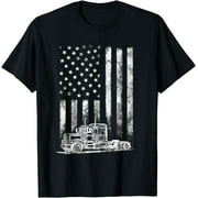 GOSMITH Truck Driver American Flag Trucker Men Women Gift T-Shirt black