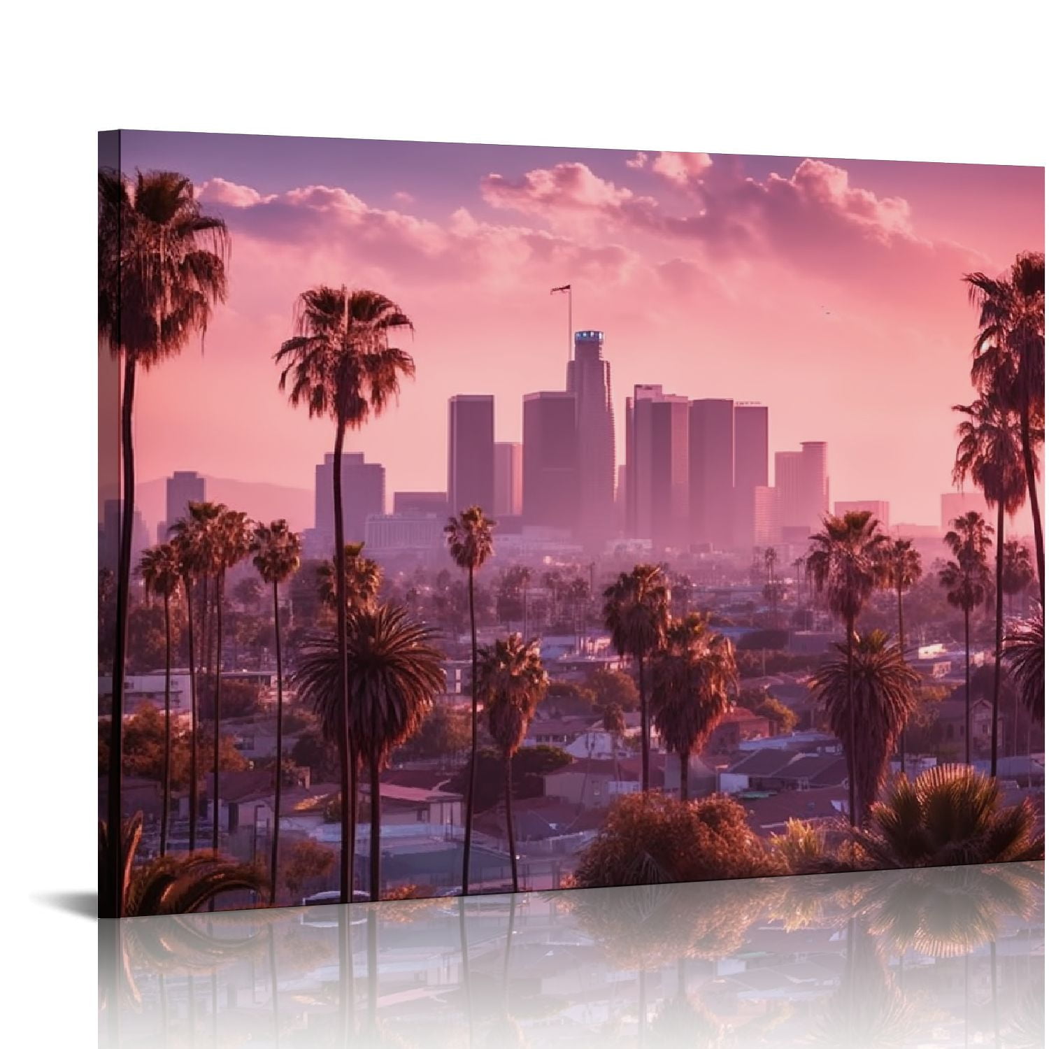 GOSMITH US City Wall Decor Los Angeles Skyline Wall Art for Home Living