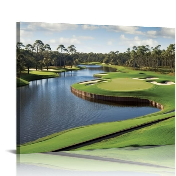 GOSMITH USA Golf Course Wall Art TPC Sawgrass Golf Course Pictures Canvas Prints Golf Wall Decor for Living Room Bedroom Bathroom Home Decorations Framed Ready to Hang