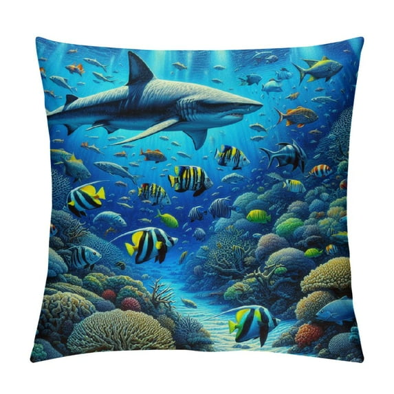 GOSMITH Under Sea Fish Sharks Girls Boys Pillowcases Pillows Covers Cases Bedroom Decor Decoration Rectangle Two Sides Printed Hotel,Cafe,Car,Sofa Throw Pillow Case Cushion Cover