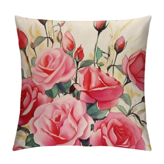 GOSMITH Valentine's Day Bike Rose Flower Decorative Throw Pillow Covers Pink Floral Heart Love You More Porch Outdoor Home Decor, All You Need is Love Anniversary Wedding Cushion Case