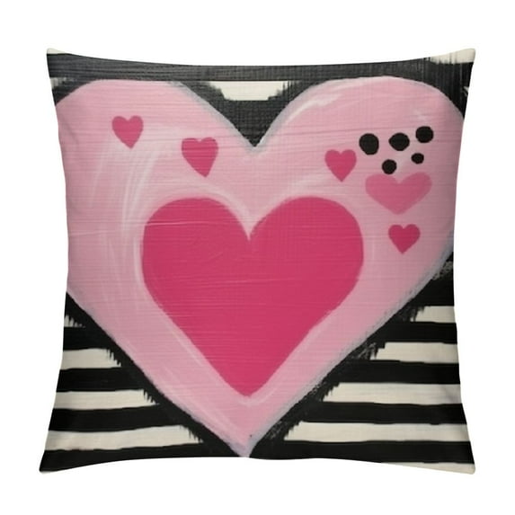 GOSMITH Valentine's Day I Love You Throw Pillow Covers, Pink Valentine Heart Stripes p.s. Love You Wedding Cushion Case Decoration for Sofa Couch