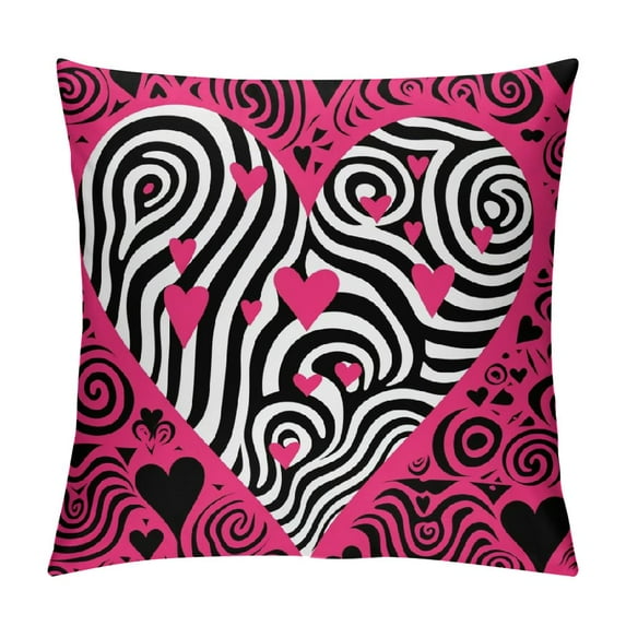 GOSMITH Valentine's Day I Love You Throw Pillow Covers, Red Valentine Heart Stripes p.s. Love You Wedding Cushion Case Decoration for Sofa Couch
