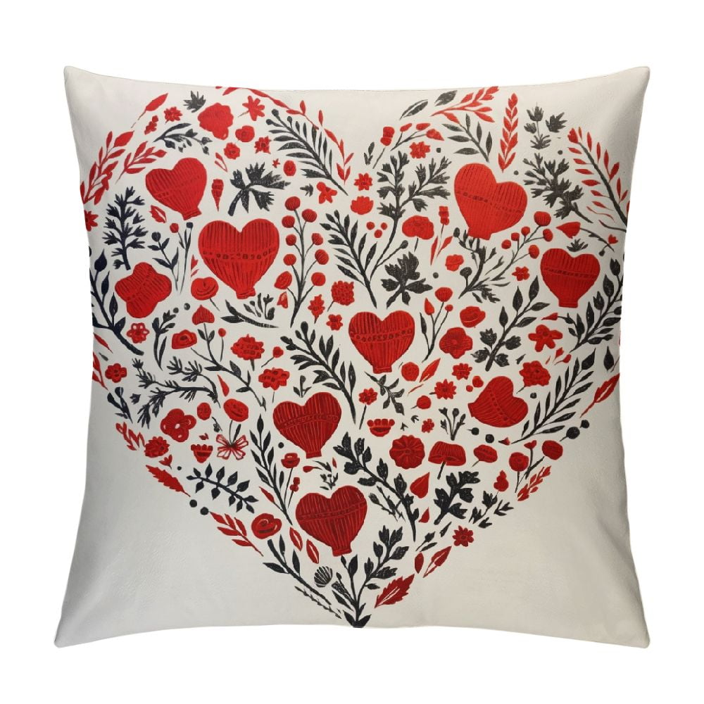 GOSMITH Valentine's Day Pillow Covers Red White Sweet Love Throw Pillow