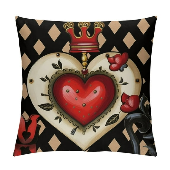 GOSMITH  Valentine's Day Red Heart Decorative Throw Pillow Covers  Love You Forever Checkerboard Porch Outdoor Home Decor, Be My Valentine Arrow Crown Polka Dots Farmhouse Cushion Case