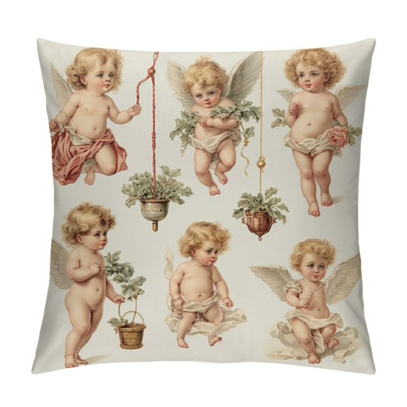 GOSMITH Valentine's Day Throw Pillow Covers Love Rose Heart Pillow Cover Romantic Vintage Valentines Retro Pillow Cases Soft Decorative Cushion Cover for Couch Sofa Bed Decorations