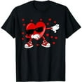 thumbnail image 1 of Leisuo Valentines Day Dabbing Heart Funny Dab Dance Love Dancer T-Shirt black, 1 of 5