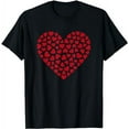 thumbnail image 1 of Leisuo Valentines Day Shirts Women Men Cute Love Heart T-Shirt black, 1 of 5