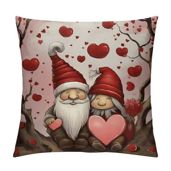 GOSMITH Valentines Pillow Covers Gnome Heart Tree Cushion Pillow Cases - Decorative Farmhouse Throw Pillows Covers for Sofa Couch Vintage Valentines Day Decorations Decor