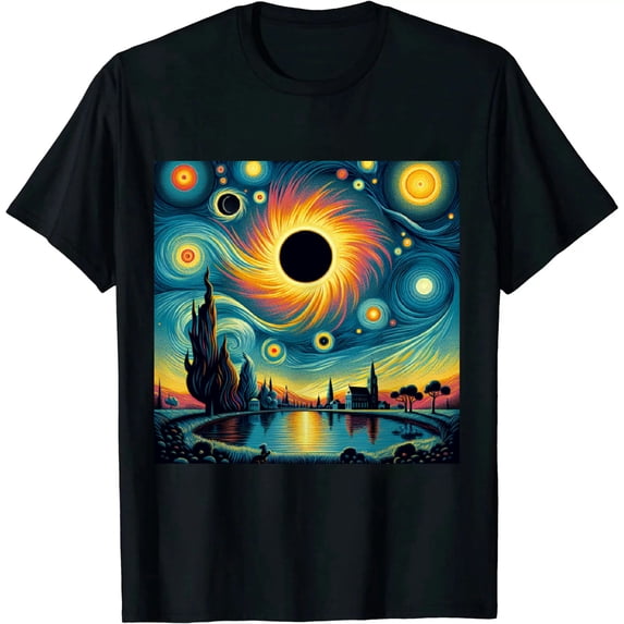 GOSMITH Van Gogh Starry Night Total Solar Eclipse April 8 2024 T-Shirt