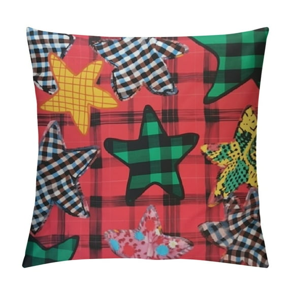GOSMITH Various Five-Pointed Stars Pillow Covers Buffalo Plaid Throw Pillow Covers Decorative Pillow Cases for Couch Sofa Bedroom Chair Car