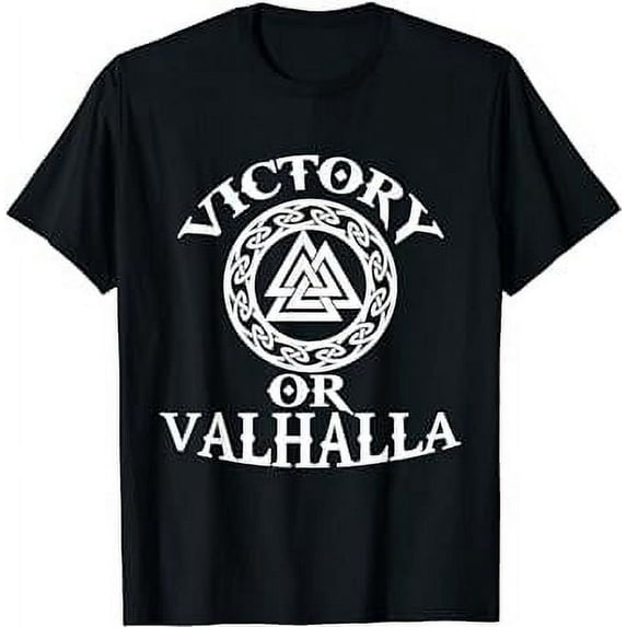 Leisuo Victory Or Valhalla Tshirt Classic Fit Round Neck 100% Cotton black