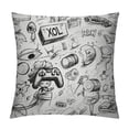 thumbnail image 1 of GOSMITH  Video Games Pillow Cushion Cover Monochrome Sketch Style Gaming Design Racing Monitor Device Gadget Teen 90's, Decorative Square Accent Pillow Case, Black White, 1 of 5
