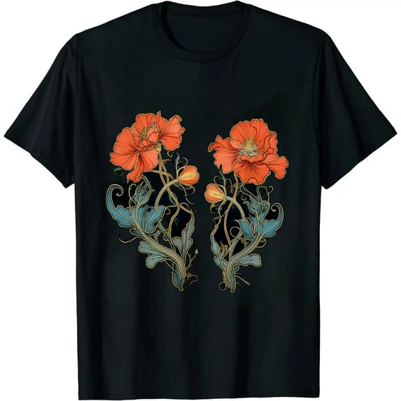 GOSMITH Vintage Botanical Floral Flower Wildflower Garden Tshirt T-Shirt