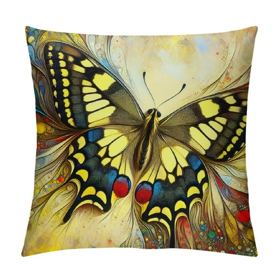GOSMITH Vintage Butterfly Throw Pillow Covers Modern Butterflies Pattern Decorative Square Flower Print Cushion Pillowcases for Couch Sofa Home Living Room Car Decor