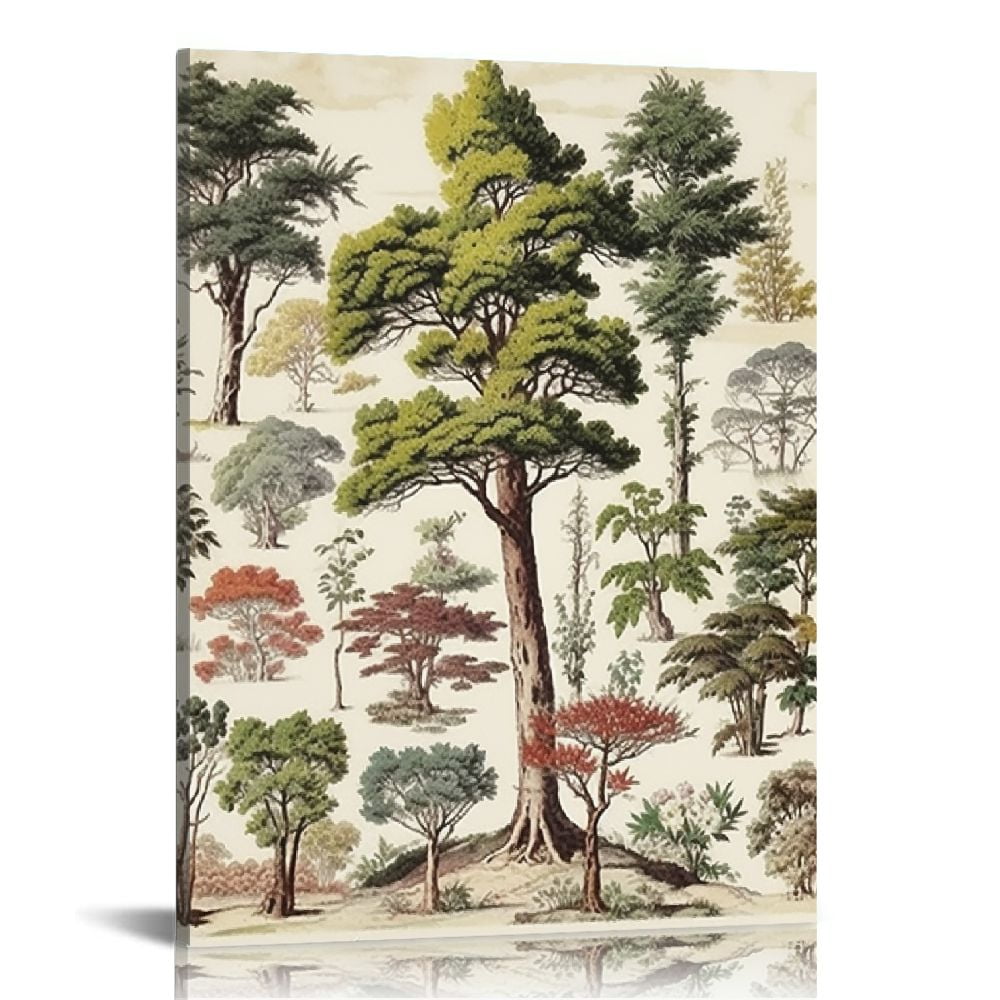 Vintage Christmas Tree & Lights Wall Art Print | Unframed 11x14 Inch | Pearlescent Paper Holiday Decor