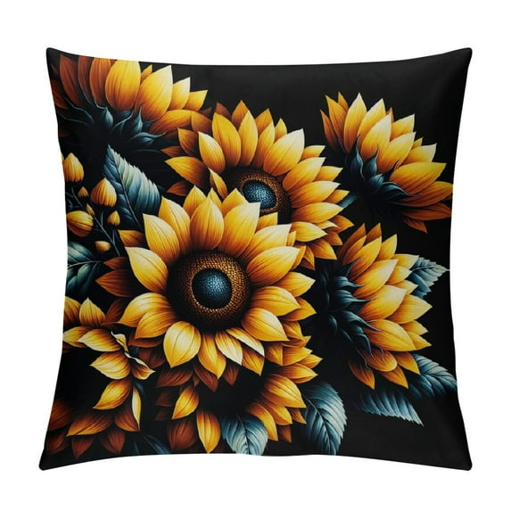 Leisuo Vintage Microfiber Sunflower Body Pillow Cover, Black