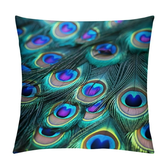 GOSMITH  Vintage Peacock Feather Pillow Covers Cushion Case Outdoor Sofa Throw Pillows Cover for Couch Living Room Bed Indoors Home Decor