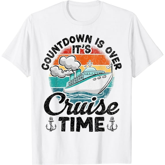 GOSMITH Vintage Retro Countdown Is Over It's Cruise Time T-Shirt White 2X-Large white-5604