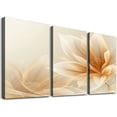 thumbnail image 1 of GOSMITH Wall Art Beautiful Abstract Beige Transparent Flowers 12x16in x3 12x16x3pcs, 1 of 4