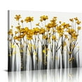 thumbnail image 1 of Leisuo  Wall Art Framed Abstract Canvas Painting Artwork Decor, Modern Gray and Gold Yellow Flower Picture Prints for Living Room Bedroom Home Office Walls, Ready to Hang, 1 of 4