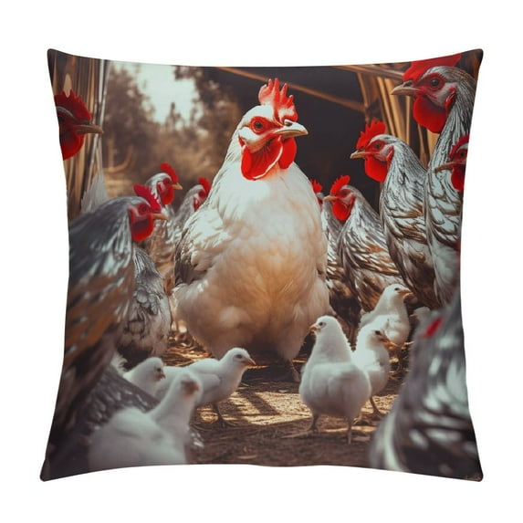 GOSMITH Watercolor 15 Breeds of Chickens Throw Pillow Cover Funny Chicken Lover Decorative Throw Pillow Cases For Home Bedroom Girls Room Farm,Gifts for Chicken Mom Chicken Lady