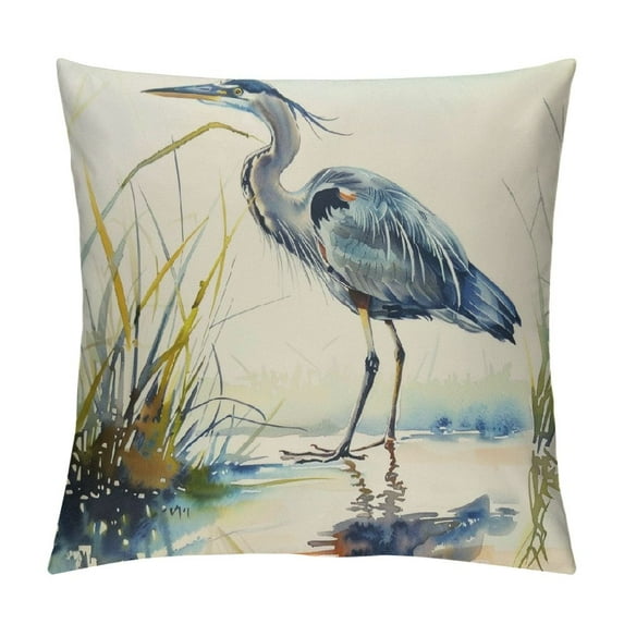 GOSMITH Watercolor Heron Pillow Covers Pelican Throw Pillow Covers Summer Bird Pattern Double Sided Printing Pillow Case for Farmhouse Patio Living Room