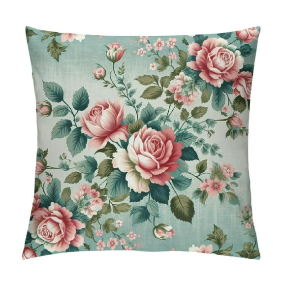Leisuo Watercolor Rose Throw Pillow Cover Vintage Garden Plants Elegance Botanical Cozy Square Cushion Case for Men Women Boys Girls Room Home Decor