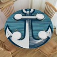 thumbnail image 1 of GOSMITH Waterproof Resistant Fabric Round Table Cover Anchor Navigation Style White, 1 of 7